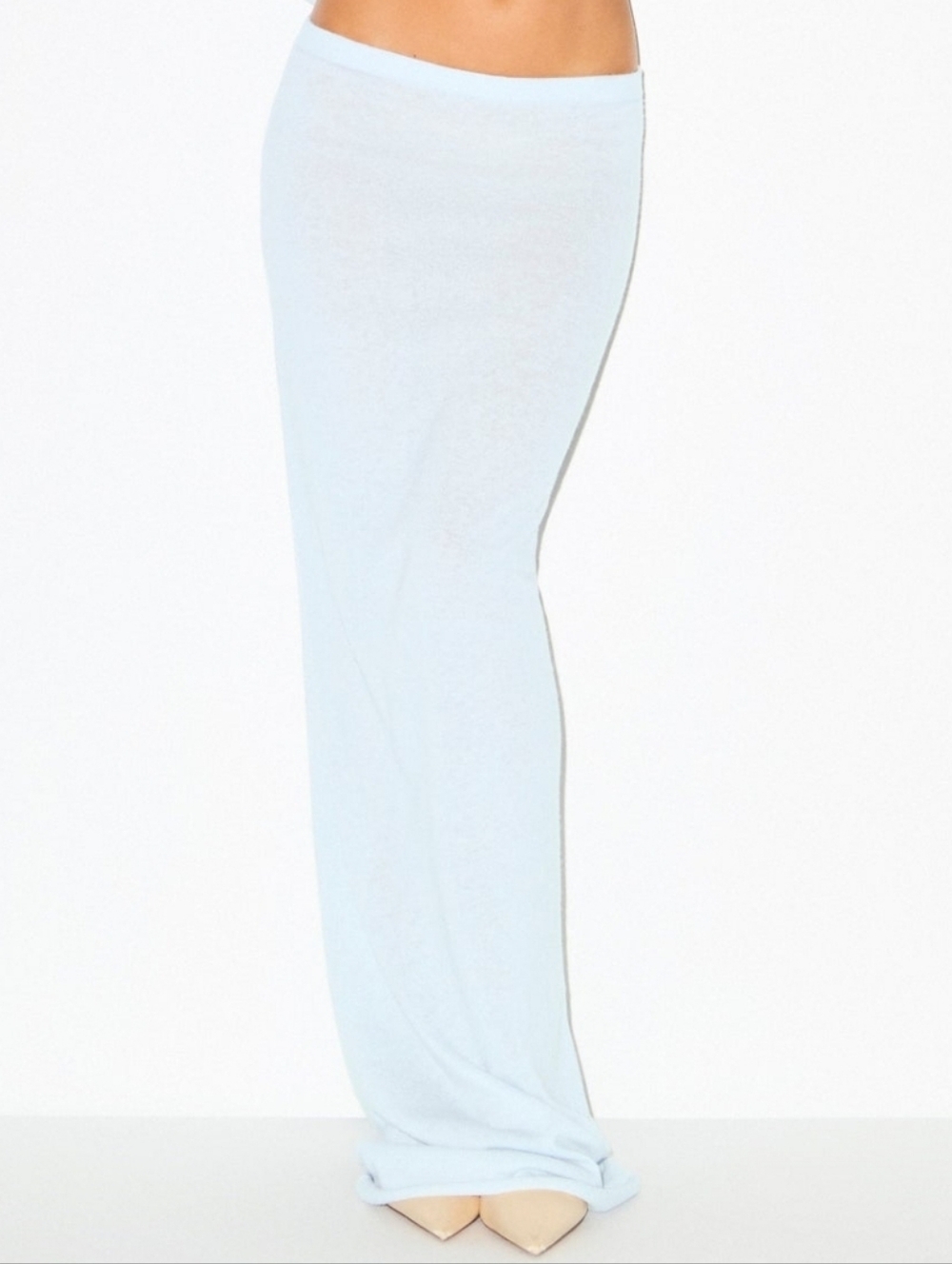 SKIMS Cashmere Sheer Maxi Skirt Pearl Women Large NEW